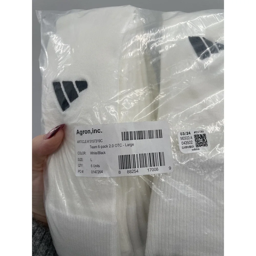 NWT Adidas Team Over The Calf Soccer Football‎ White Socks Large - Pack of 6